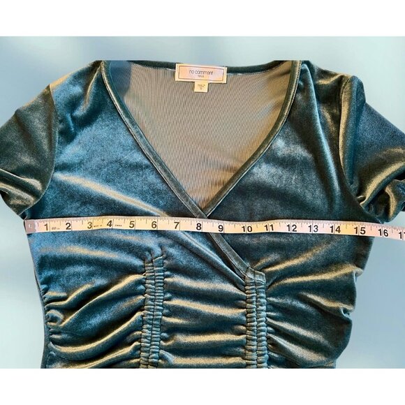 90s Y2K Green Velvet Women's Crop Top Wrap Adjustable Whimsigoth Boho Small - Picture 4 of 9